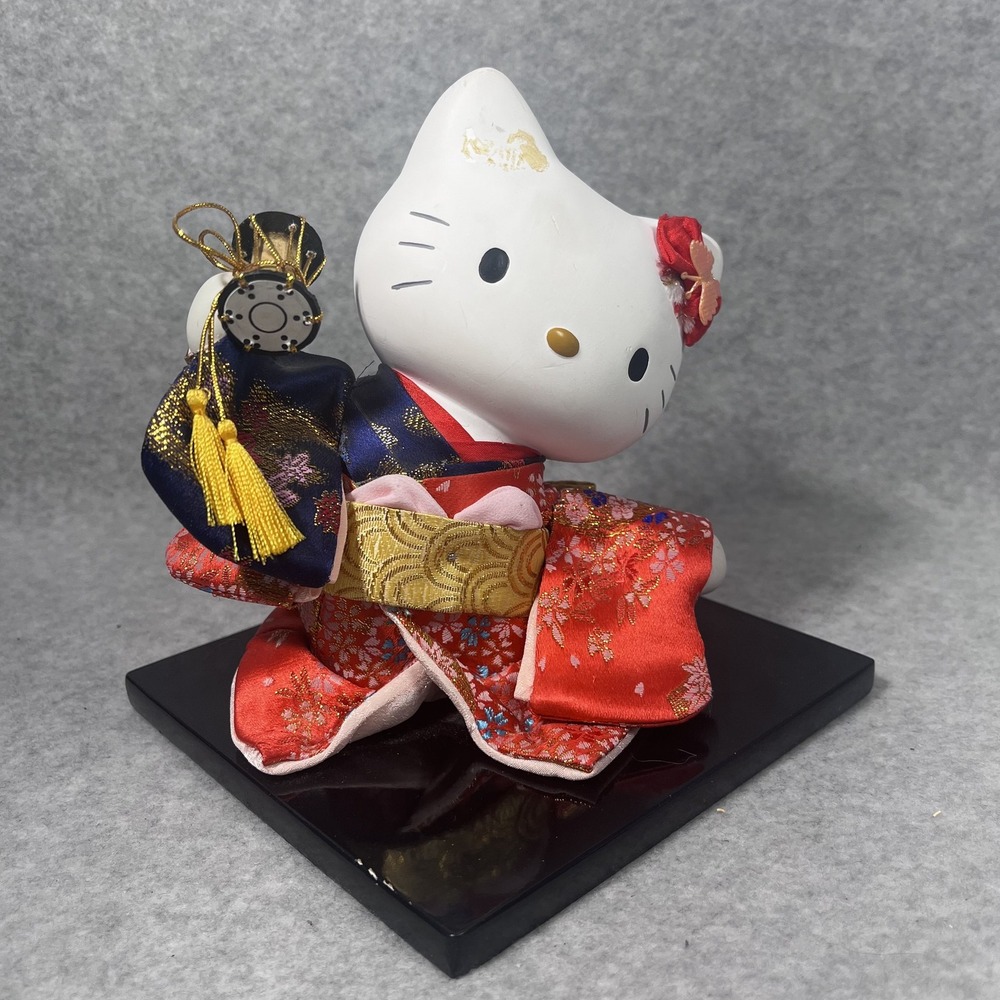 Hello Kitty Japanese Kimono Doll Figurine Sanrio JP Hand Drum Collectible READ